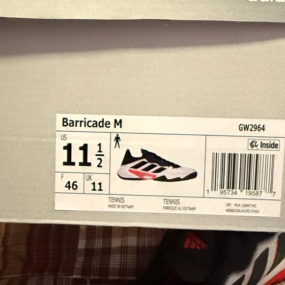 Adidas Men’s Barricade M Tennis Shoes Sneakers White Orange Black Athletic 11.5 - Picture 6 of 7